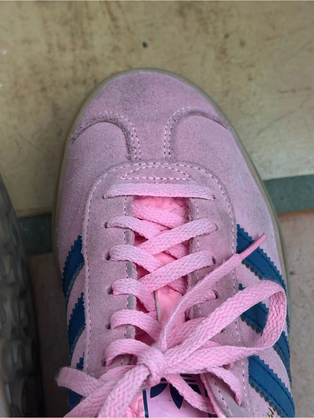 adidas Wmns Gazelle Bold Pink with Navy Stripes and Gum Sole